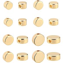 BENECREAT 80Pcs 4 Style 14K Gold Plated Brass Spacer Beads, Flat Round Shape Spacer Beads Metal Beads for DIY Jewelry Making and Other Craft Work