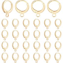 PandaHall Elite 30pcs Huggie Hoop Earring Findings, 18K Gold Plated Brass Lever Back Earring Hook 12 Gauge Gold Huggie Earring with Loop for Men Women Earring Jewelry Making, 11.5x15x2mm