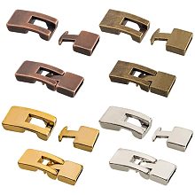 PandaHall Elite 32 Sets 10mm Leather Cord End Clasp 4 Colors Tibetan End Lock Rectangle Jewelry Clasps for Bracelet Necklaces Jewelry Making