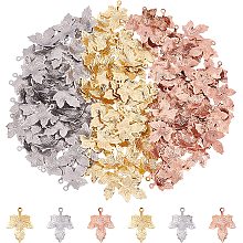 DICOSMETIC 150Pcs 3 Colors Maple Leaf Charm Vintage Maple Charm Autumn Leaf Charm Stainless Steel Plant Charm for Thanksgiving Christmas Gift DIY Earring Bracelet Necklace Jewelry Making, Hole: 1mm