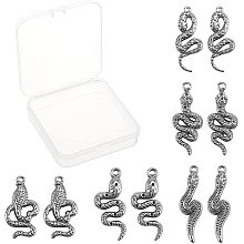 SUNNYCLUE 1 Box 10Pcs 5 Styles Stainless Steel Snake Pendant Rhinestone Settings Animal Charms Serpent Pendants for Adults DIY Earring Necklace Bracelet Jewellery Making Keychain Decor