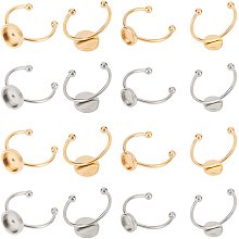 UNICRAFTALE 16pcs 2 Colors 6/8mm Adjustable Ring Blank Stainless Steel Pad Ring Base Flat Blank Ring Settings Base Cabochon Base Bezel Tray for Jewelry Making