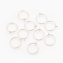 Honeyhandy Brass Hoop Earrings, Nickel Free, Real 18K Gold Plated, 21 Gauge, 23x20mm, Pin: 0.7mm