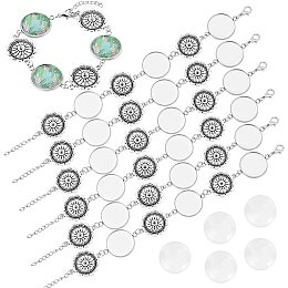 PandaHall Elite 10pcs Bracelet Bezel Settings for Jewelry Making, 304 Stainless Bracelet Blank with 22mm Round Cabochon Settings Bezel Tray for Jewelry Making DIY Handmade, Men and Women