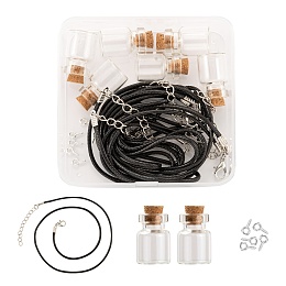 Honeyhandy DIY Necklace Making Kits, Including Glass Bottles Pendants, Iron Screw Eye Pin Peg Bails, Waxed Cord Necklace Making, Mixed Color, 18pcs/set