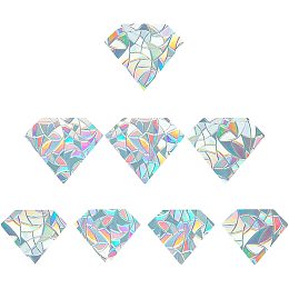 GORGECRAFT 2 Sizes Diamond Window Clings Anti-Collision Static Rainbow Glass Stickers Alert Decals 3D Sun Catcher Non Adhesive Prismatic Vinyl for Prevent Stop Birds