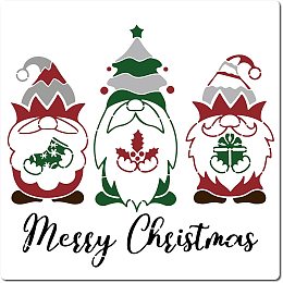 GORGECRAFT Large Merry Christmas Stencils 12x12 Inch Reusable Christmas Dwarf Stencil Template Signs Decoration for Painting on Wood Wall Scrapbook Card Floor Canvas and Tile Drawing