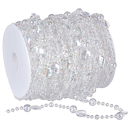 BENECREAT 66 Feet Acrylic Crystal Flower Chain Ab Bead Chain Decoration Prism Chandelier Bead Chain is Suitable for Wedding Party Decoration, DIY Door Curtain Decoration