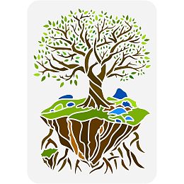 FINGERINSPIRE Island Tree of Life Stencil 8.3x11.7inch Plastic PET Painting Stencil Island Template Tree Stencil Tree Root Stencil Hollow Out Template Painting On Wood Fabric Canvas