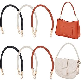 WADORN 3 Colors PU Leather Purse Strap, 15.74 Inch Round Rope Handbag Straps Clutch Bag Handle Strap with Snap Clasp DIY Bag Replacement Accessories