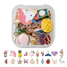 Honeyhandy 20Pcs 20 Style Alloy Enamel Pendants, Mixed Shapes, Mixed Color, 1pc/style