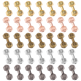 PandaHall Elite 40Pcs 5 Colors Zinc Alloy Beads, Dumbbell Shape with Word LIFT & LIFE, Mixed Color, 19.5x8x7mm, Hole: 1.8mm, 8pcs/color