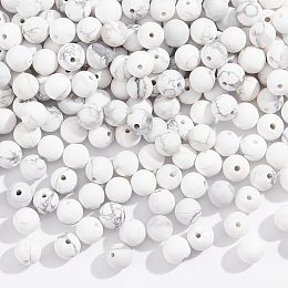 NBEADS 3 Strands About 180 Pcs Natural Howlite Beads, 6mm Round Stone Beads Loose Gemstone Spacer Beads Energy Crystal Beads for DIY Craft Bracelet Necklace Jewelry Making