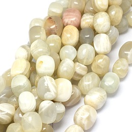 Honeyhandy Natural White Moonstone Beads Strands, Oval, 15~18x11~15mm, Hole: 1.2mm, about 23~24pcs/strand, 15.3 inch~15.9 inch