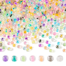 PandaHall Elite 10 Bags Glass Round Seed Beads, Inside Colours, Rondelle, Mixed Color, 3x2mm, Hole: 1mm