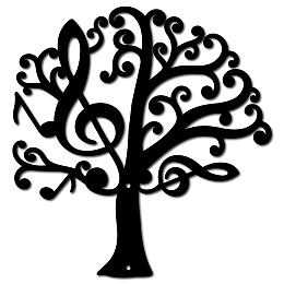 CREATCABIN Music Tree Metal Wall Art Decor Rustic Sign Black Wall Sculptures Decorative Hanging Ornament Iron for Home Living Room Kitchen Bathroom Bedroom Housewarming Office 11.8 x 11.2 Inch