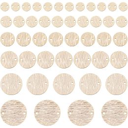 BENECREAT 54Pcs 6 Styles Brass Flat Round Links Real 24k Gold Plated Conntectors with Double Hole for Bracelet, Necklace or DIY Jewelry Making Accessories, 6/8/ 10/12/ 15/ 18mm