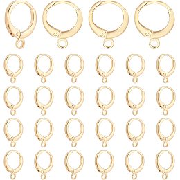 PandaHall Elite 30pcs Huggie Hoop Earring Findings, 18K Gold Plated Brass Lever Back Earring Hook 12 Gauge Gold Huggie Earring with Loop for Men Women Earring Jewelry Making, 11.5x15x2mm