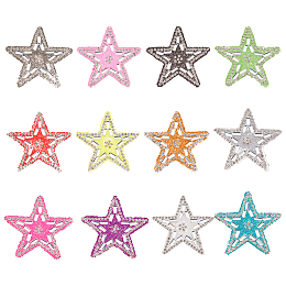 BENECREAT Star Hotfix Rhinestone, Costume Accessories, Sewing Craft Decoration, Mixed Color, 53x54x2mm, 12pcs/set