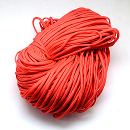 Honeyhandy 7 Inner Cores Polyester & Spandex Cord Ropes, Solid Color, for Rope Bracelets Making, Red, 4~5mm, about 109.36 yards(100m)/bundle, 420~500g/bundle