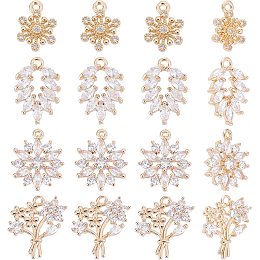 NBEADS Micro Pave Cubic Zirconia Charms, Long-Lasting Plated Brass Pendants with Crystal CZ Stone