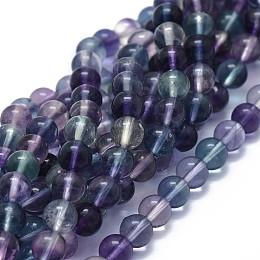 Arricraft Natural Fluorite Beads Strands, Round, 6mm, Hole: 0.8mm, about 66pcs/strand, 15.7 inches(40cm)