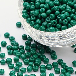 Honeyhandy 12/0 1.5~2mm Baking Paint Glass Seed Beads Loose Spacer Beads, Teal, Hole: 0.5~1mm, about 2890pcs/50g