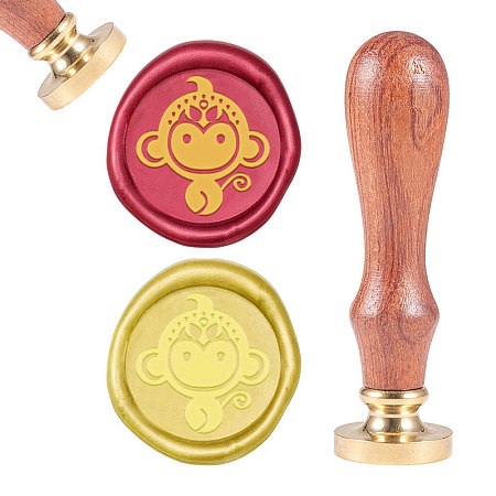 CRASPIRE Brass Wax Seal Stamp, with Natural Rosewood Handle, for DIY Scrapbooking, Animal Pattern, Stamp: 25mm, Handle: 79.5x21.5mm