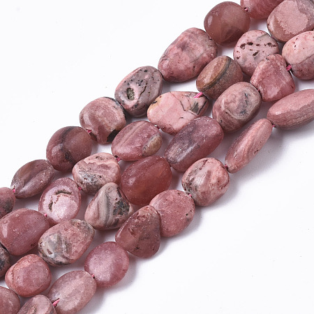 ARRICRAFT Natural Argentina Rhodochrosite Beads Strands, Tumbled Stone, Nuggets, 7~12x9~12x4~6mm, Hole: 1mm, about 35~39pcs/strand, 15.75 inches(40cm)