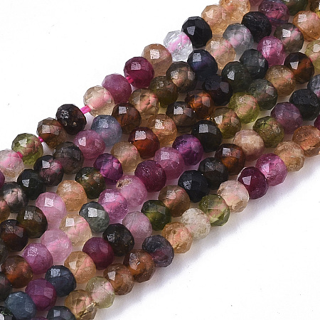 ARRICRAFT Natural Tourmaline Beads Strands, Rondelle, 3x2mm, Hole: 0.6mm, about 190pcs/Strand, 15.55 inches(39.5cm)