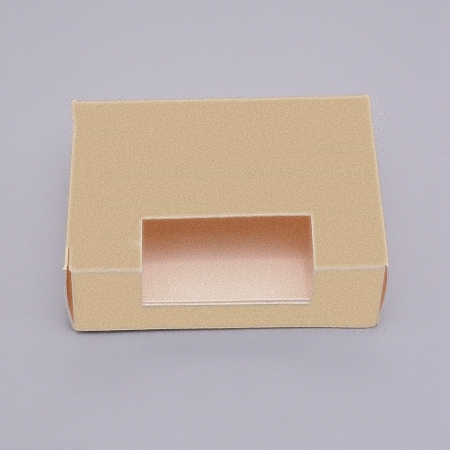 Kraft Paper Box, with Window, No Plastic Covering, Rectangle, Tan, 9.2x6.5x3.2cm, 30pcs/set