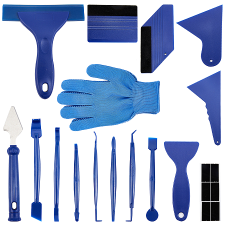 Gorgecraft Change Film Protector Multi-Function Tool Set, Include Car Vinyl Glue Cutting Tool, Micro Squeegees, Felt Squeegee and Scraper, Blue, Box: 14.5x22.5x4.8cm