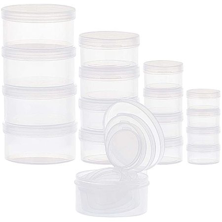 BENECREAT 32 Pack 4 Mixed Sizes (5/15/20/35ml) Round Mini Plastic Bead Storage Containers Box with Flip-Up Lids for Small Items, Bead, Jewelry Findings, and Other Craft Accessories
