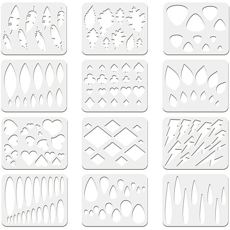 FINGERINSPIRE 12Pcs Reusable Earrings Making Template, Plastic Cutting Stencil with Differnt Patterns for Earrings Making Jewelry DIY Crafts Favors 10x8 inch/25x20cm