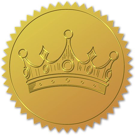 CRASPIRE 100pcs Gold Foil Certificate Seals Crown Embossed Gold Certificate Seals 2