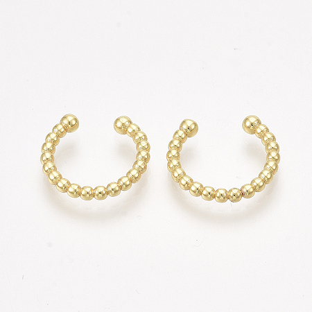 Honeyhandy Brass Cuff Earrings, Golden, 11x2mm