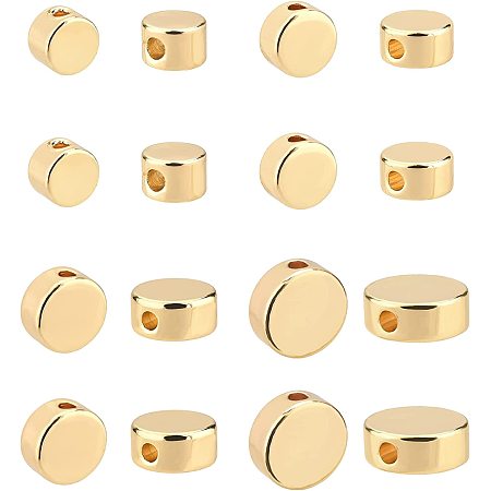 BENECREAT 80Pcs 4 Style 14K Gold Plated Brass Spacer Beads, Flat Round Shape Spacer Beads Metal Beads for DIY Jewelry Making and Other Craft Work