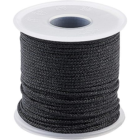 BENECREAT 165FT 1.5mm Black Nylon Braided Cord Twine Cord Thread for Lift Blinds Shade, Celtic Knot, Gardening Plant and Craft Making