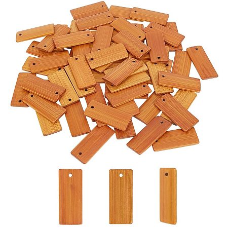 PandaHall Elite 60 pcs Blank Wooden Pendants, Undyed Rectangle Bamboo Gift Tags Name Tags Hang Labels Key Chain for Wine Bottles Arts Crafts Home Decoration