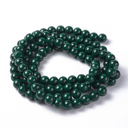 Arricraft Drawbench Glass Beads Strands, Round, Green, 8mm, Hole: 1.3~1.6mm, about 100pcs/strand, 31.4 inches