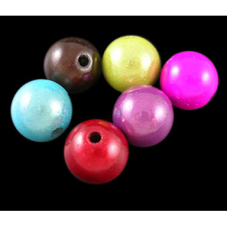 Arricraft Spray Painted Acrylic Beads, Miracle Beads, Bead in Bead, Round, Mixed Color, 10mm, Hole: 2mm
