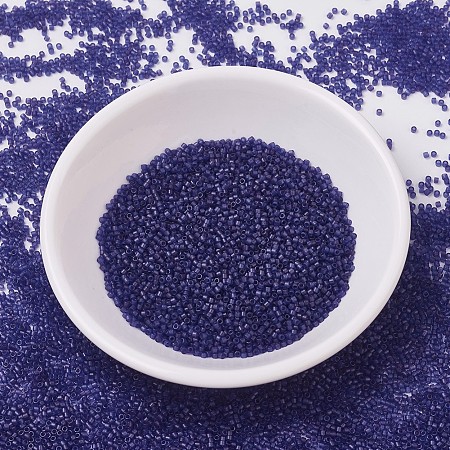 MIYUKI Delica Beads, Cylinder, Japanese Seed Beads, 11/0, (DB0785) Dyed Semi-Frosted Transparent Cobalt, 1.3x1.6mm, Hole: 0.8mm; about 2000pcs/10g