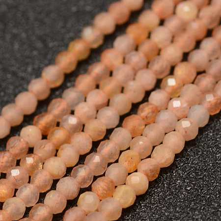 Arricraft Natural Sunstone Beads Strands, Faceted, Round, 2mm, Hole: 0.5mm, about 178pcs/strand, 15.3 inches(39cm)