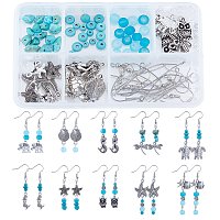 SUNNYCLUE DIY Ocean Theme Earrings Making Kits, with Alloy Pendants, Synthetic Turquoise Beads, Glass Beads, Brass Earring Hooks, Iron Pins, Mixed Color