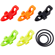 SUPERFINDINGS 10 Sets 5 Colors Fishing Hook Keeper with 3 Sizes Silicone Rubber Rings Plastic Fish Lure Bait Holders Fishing Rod Hanging Bait Device with Anti-Slip Cotton Cushion for Fishing Rod