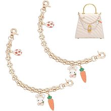 PandaHall Elite 2pcs Purse Chain Replacement 9.8" Short Chain Straps Rabbit Carrot Charm Purse Handle Extender Easter Decorative Bag Chains Golden Chain for Purse Handbag Wallet Crossbody Shoulder Bag