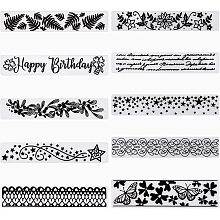 GORGECRAFT 10PCS Flower and Leaf Plastic Embossing Folder DIY Craft Template Moulds Star Stamp Stencils Template Written Words Embossing Folder Stencil Paper Card Decorating Mould for Card Making