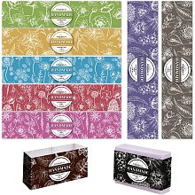 PandaHall Elite 9 Styles Wrap Paper Tape, 90pcs Flower Leaf Soap Paper Wrapper Label Tags Sleeves Covers Craft Gift Tape Band Label for Handmade Natural Soap Lotion Bars Bath Gift Wrapping