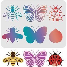 FINGERINSPIRE Layered Animals Stencils Template 11.7x8.3 inch Plastic Butterfly Drawing Painting Stencils Ladybug Bee Pattern Stencils Reusable Stencils for Painting on Wood, Floor, Wall and Tile