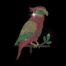 MAYJOYDIY Parrot Rhinestone Iron on Hotfix Parrot on Branch Rhinestone Heat Transfer Patch Bird Hot Fix Decals 7.4×10.5inch Clothing Repair Applique T-Shirt Dresses Jackets Pants Transfer